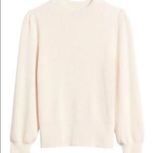 Puff-sleeve Cropped Sweater in White XS